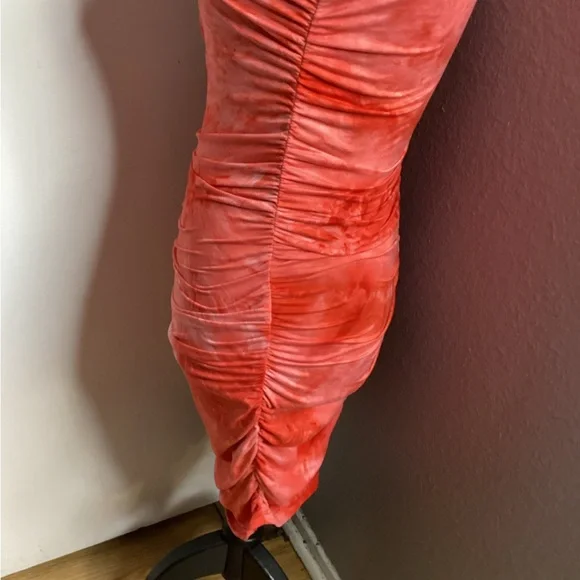 Tie-Dye Halter Mini Dress in Coral M - Picture 7 of 16